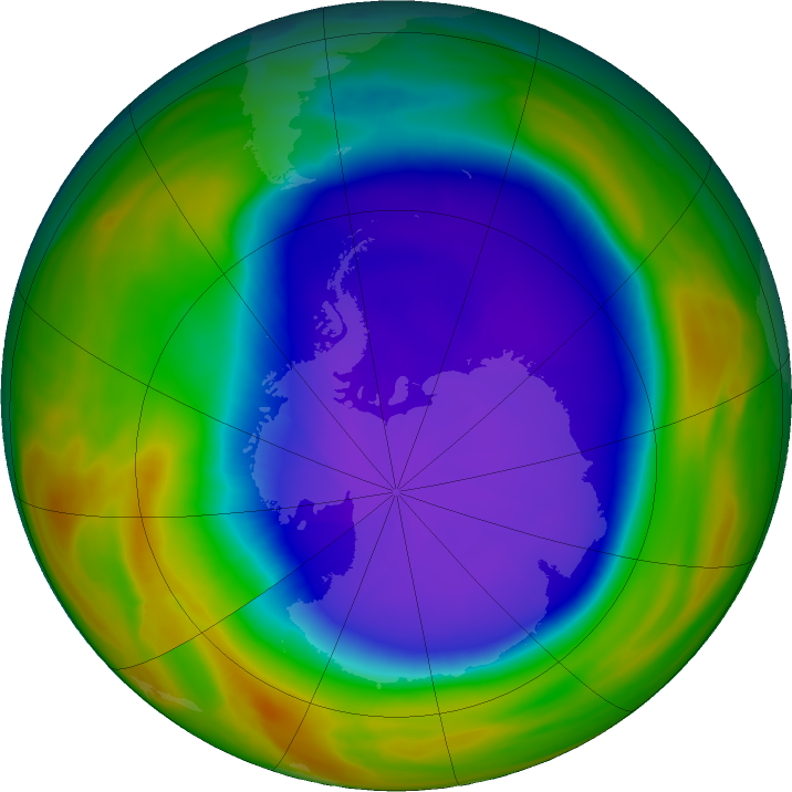 Antarctic ozone map for 28 September 2018